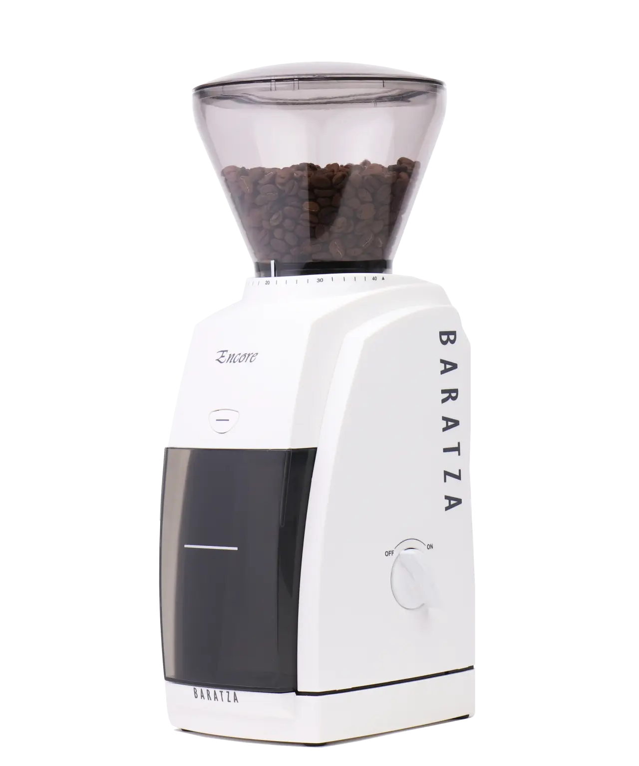 Baratza Encore Coffee Grinder White | Left Angle | Equator Coffees