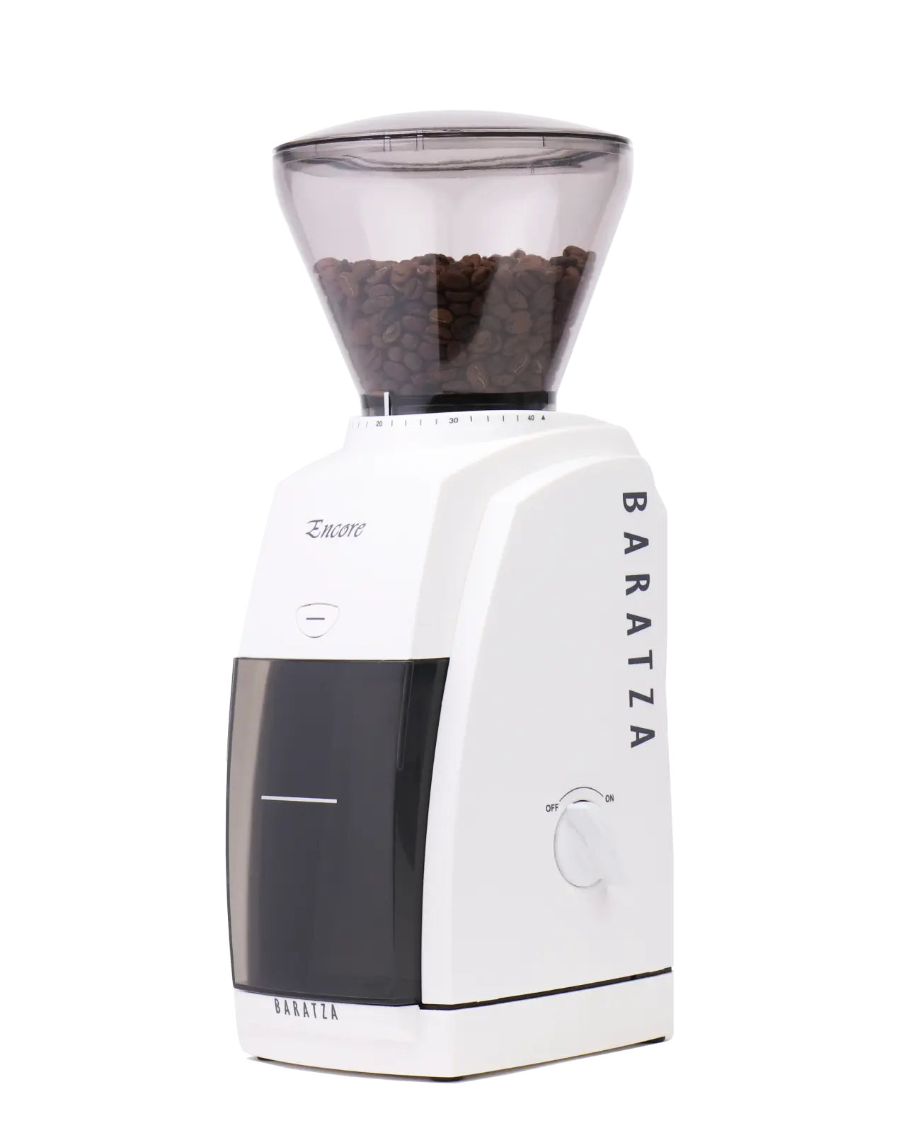 Baratza Encore Coffee Grinder White | Left Angle | Equator Coffees