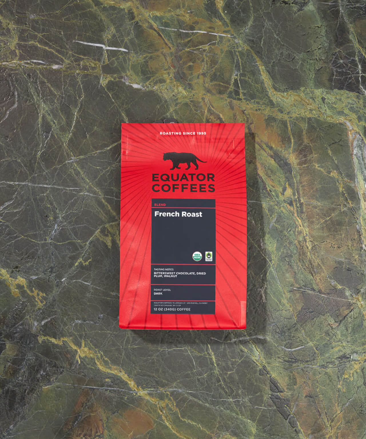 Curated Fair Trade Organic Coffee Subscription | Fair Trade Coffee Subscription | Certified Organic Coffee Subscription | Sustainable Coffee Subscription | Fair Trade and Organic Coffee on Green Background | Equator Coffees