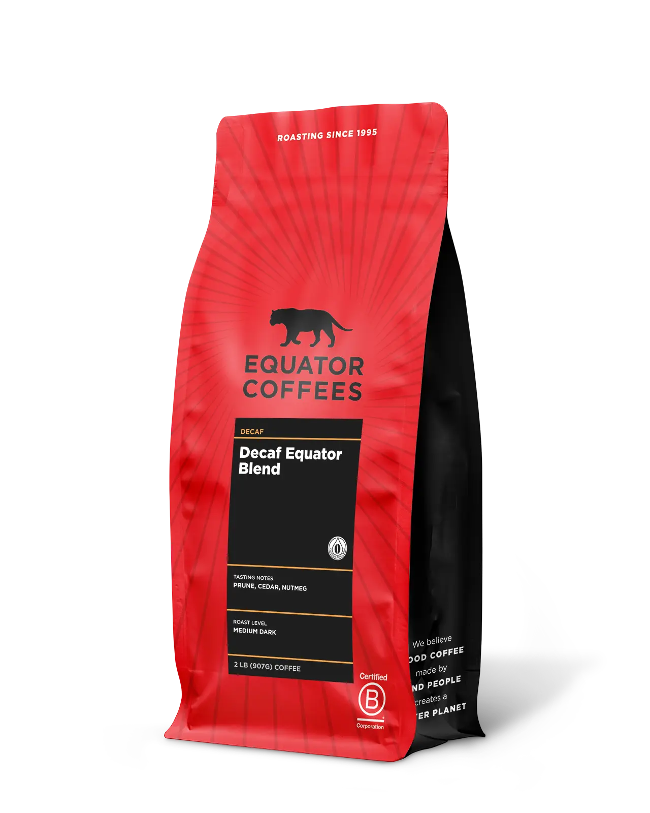 Decaf Equator Blend | Chemical-Free Decaf Coffee Blend | 2lb Bag of Whole Bean Coffee | Equator Coffees