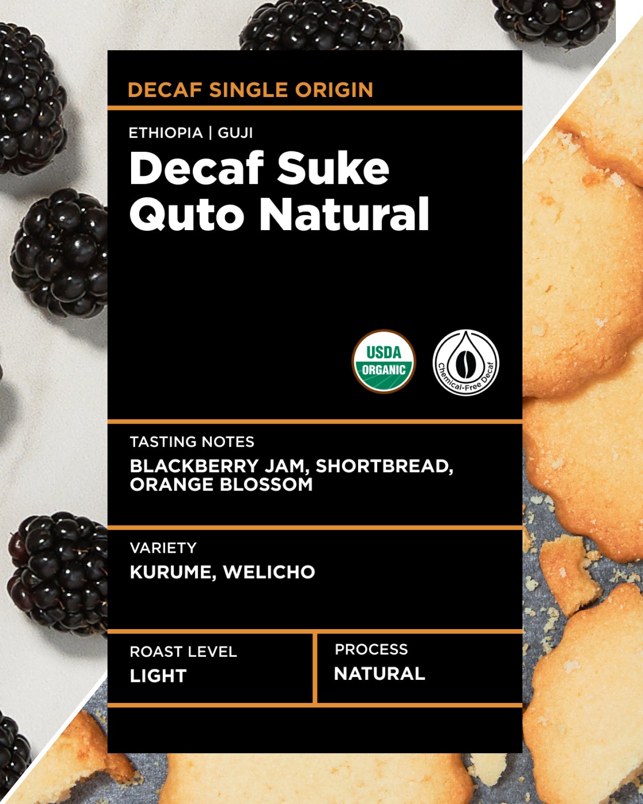 Decaf Ethiopia Suke Quto Natural | Light roast single origin coffee | Equator Coffees