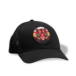 Equator Red Tiger Trucker Hat | Front of Black Cap | Equator Coffees