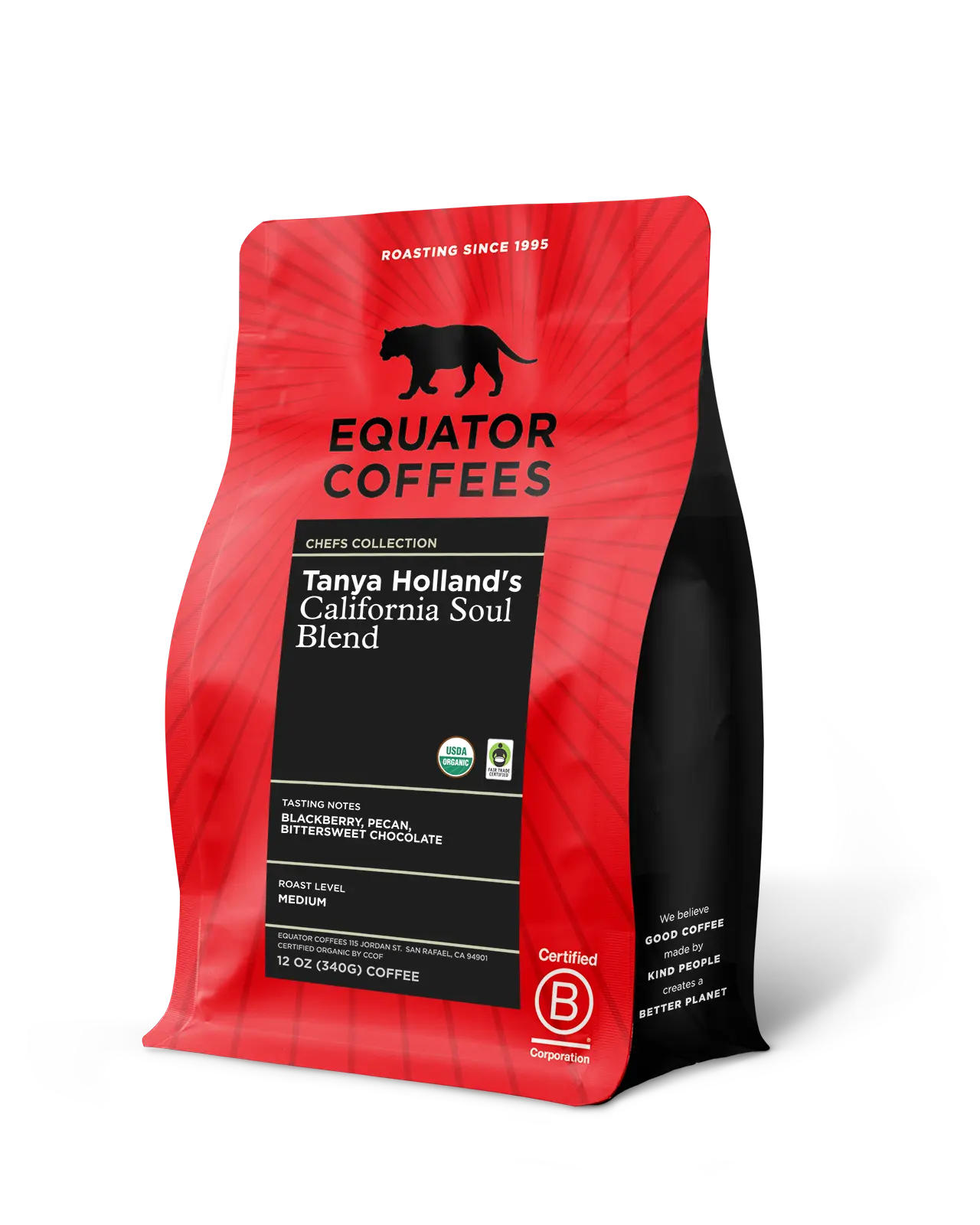 Chef Tanya Holland's California Soul Blend | Tanya Holland Coffee | Equator Chefs Collection Coffees | California Soul Oakland | 12oz Bag of Whole Bean Coffee | Equator Coffees