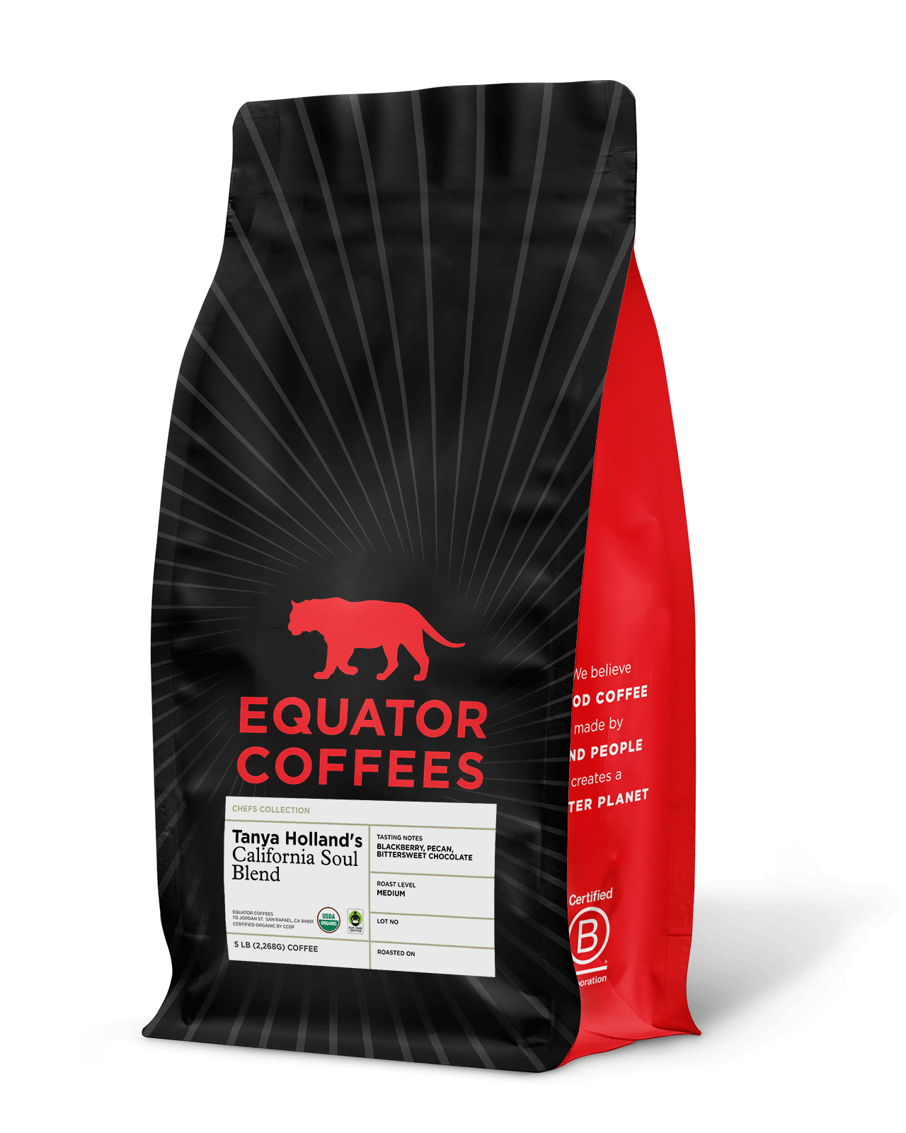Chef Tanya Holland's California Soul Blend | Tanya Holland Coffee | Equator Chefs Collection Coffees | California Soul Oakland | 5lb Bag of Whole Bean Coffee | Equator Coffees